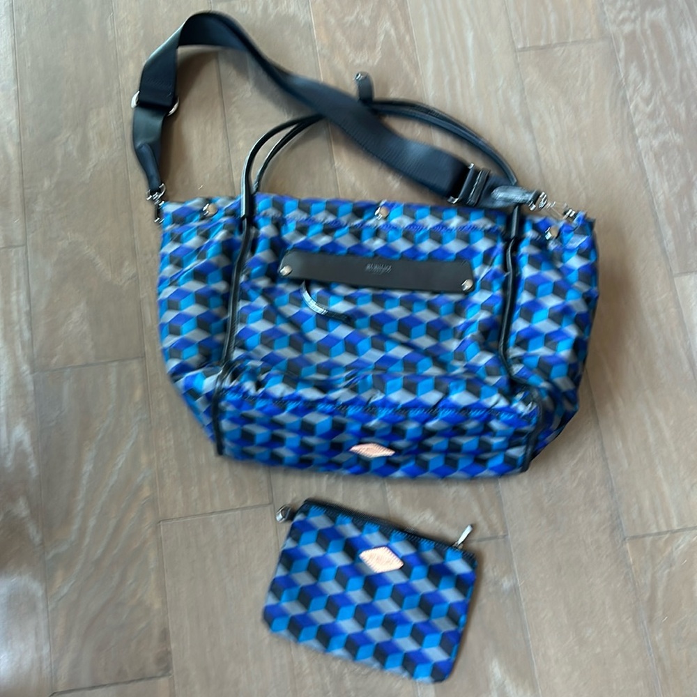 MZ Wallace Madison Shopper Large Geometric Print blue and black NWOT